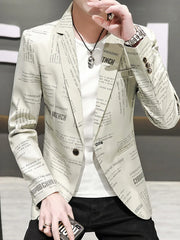 Distinctive Newspaper Print Men's Blazer