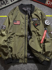 Men's Plus Size Military-inspired Bomber Jacket, front view