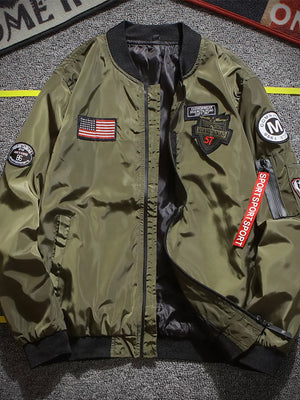 Men's Plus Size Military-inspired Bomber Jacket, front view