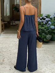 Lace-trimmed Cami With Wide-leg Pants Set