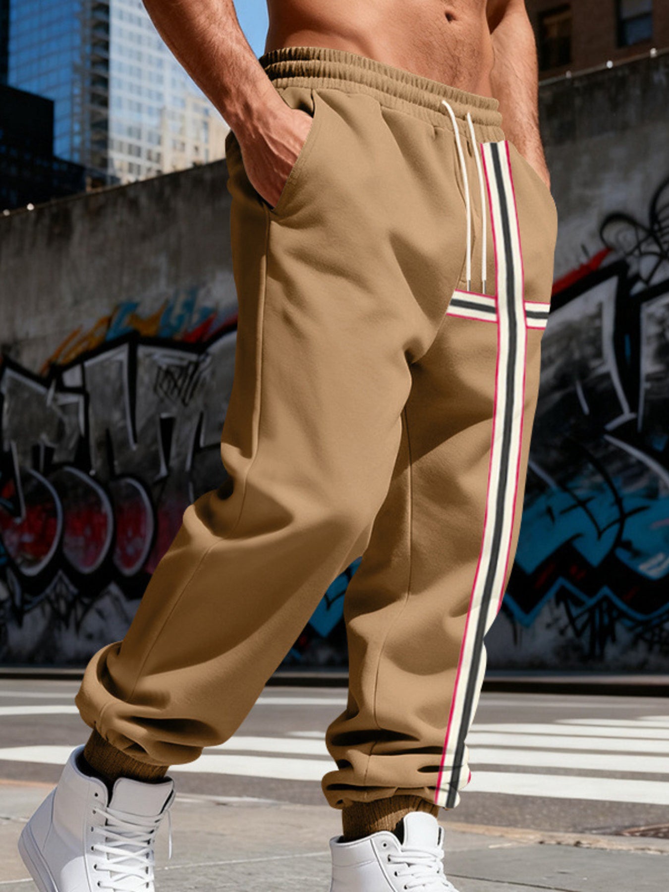 Men's Striped Casual Joggers, product detail