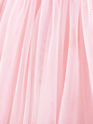 Blush pink tulle dress detail, soft and comfortable fabric for baby girls.