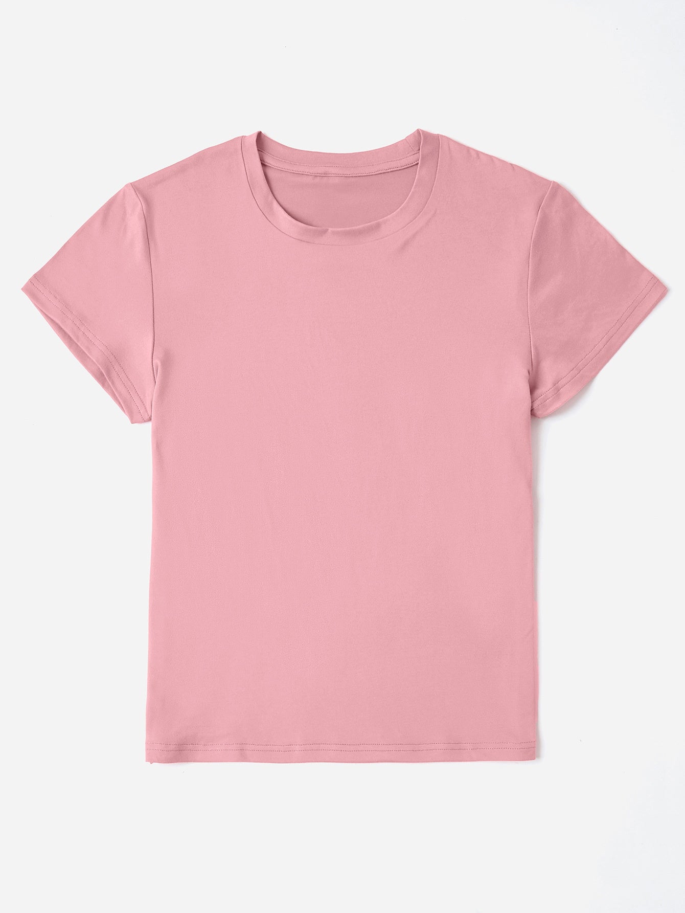 Blush pink oversized graphic tee with crew neck and short sleeves.