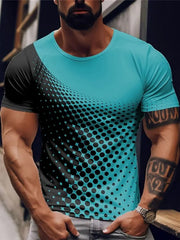 Men's turquoise and black gradient dot print crew neck t-shirt