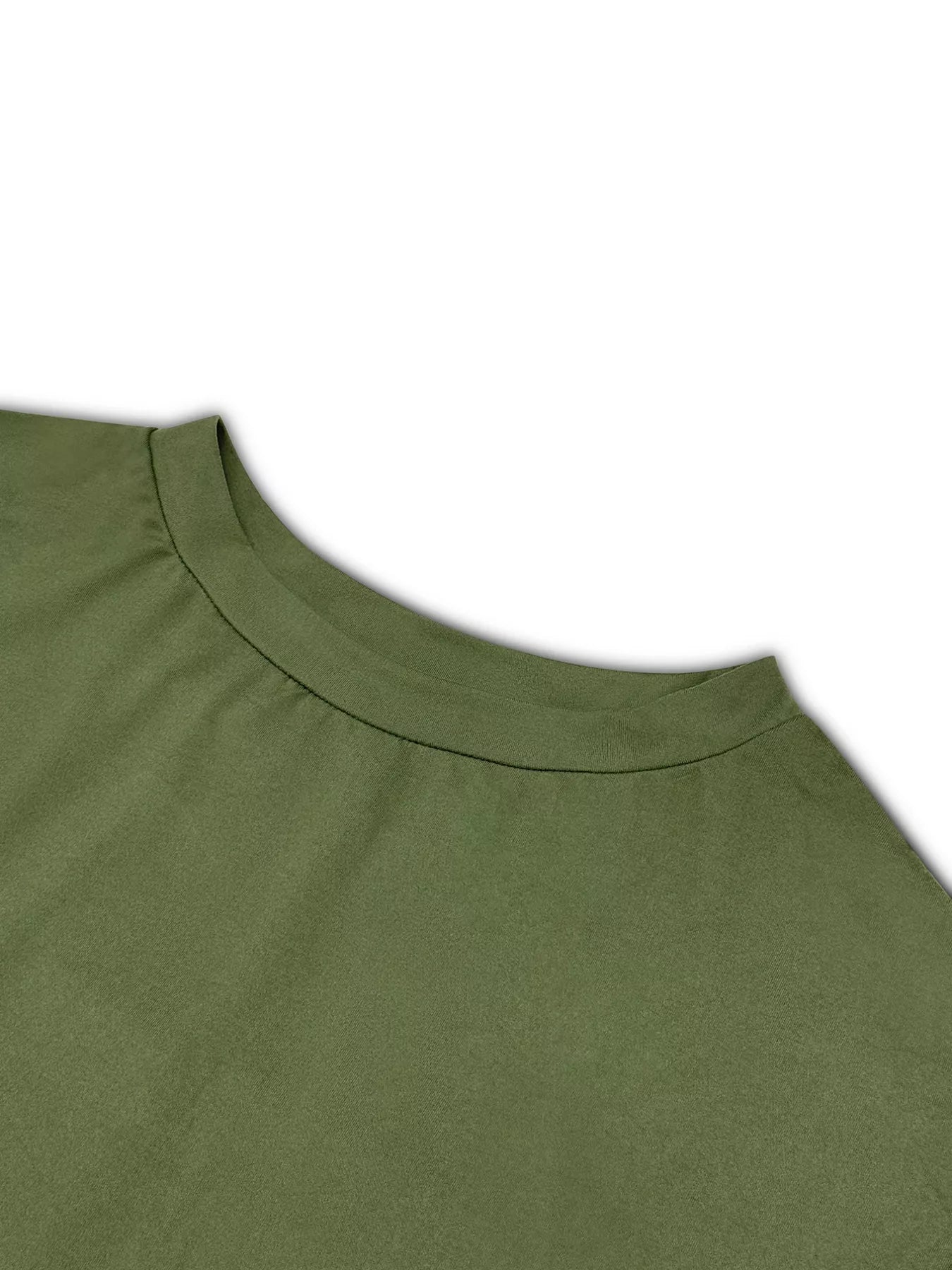 Moss green t-shirt with crew neck detail