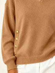 Collared Button-front Knit Sweater in Red, view 12