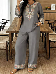 Embroidered Plus-size Two-piece Ensemble