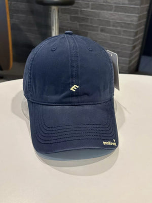 Navy blue cotton baseball cap with embroidered 'E' and curved brim