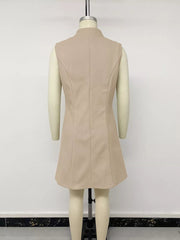 Elegant Button-down Vest Coat in Khaki, view 11