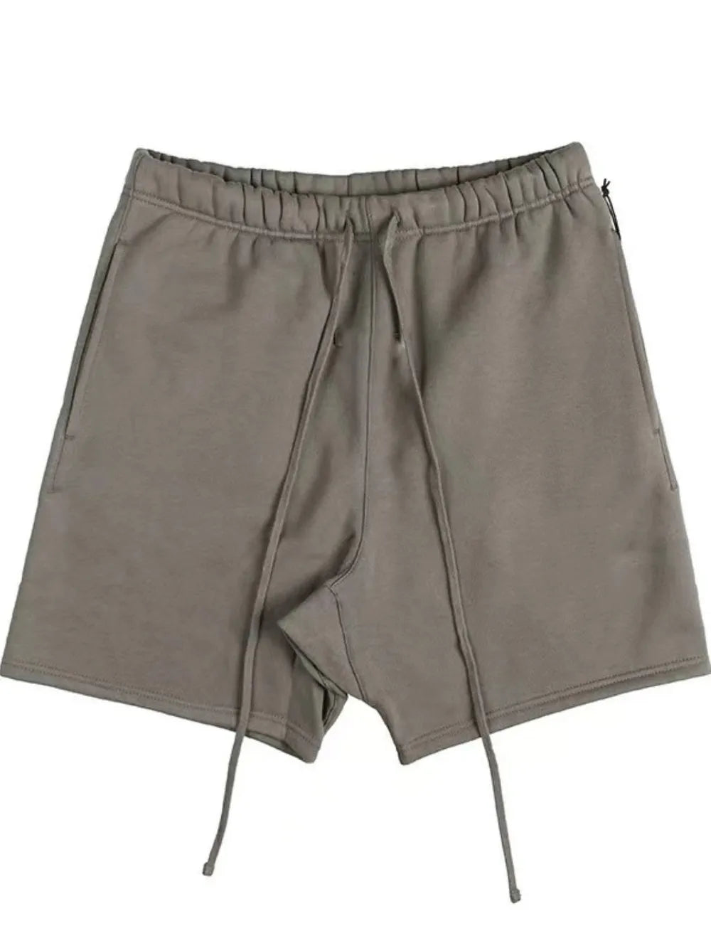 Tan jogger shorts with drawstring and elastic waist