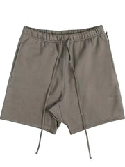 Tan jogger shorts with drawstring and elastic waist