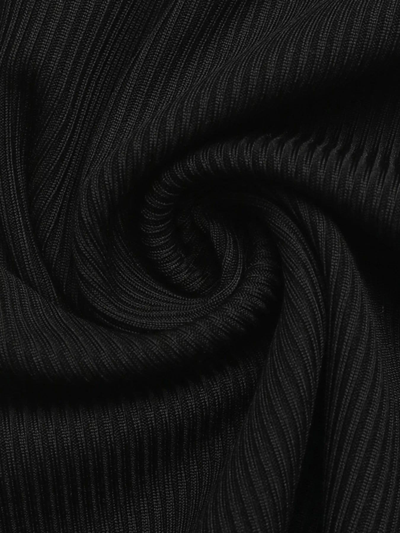 Black ribbed long-sleeve bodysuit fabric detail