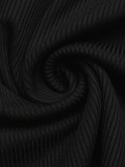 Black ribbed long-sleeve bodysuit fabric detail