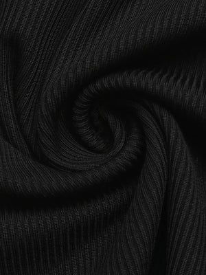 Black ribbed long-sleeve bodysuit fabric detail