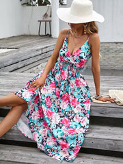 Vibrant Paisley Midi Dress With Spaghetti Straps