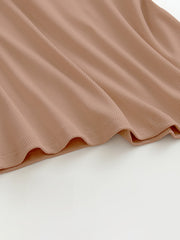 Camel ribbed halter tank top with built-in bra detail