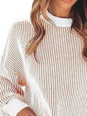 pullover sweater featuring striped in black with 100% polyester Care instructions: Machine wash cold texture