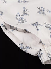 Charming Floral Balloon Sleeve Two-piece Set
