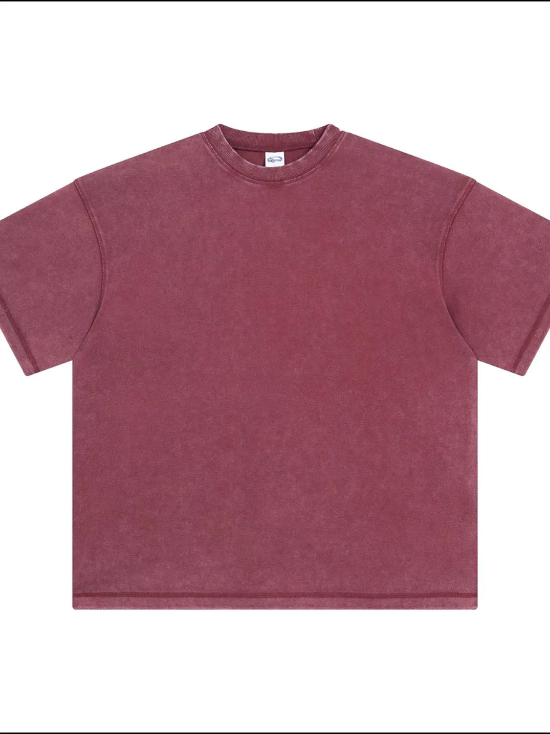 Vintage wash boxy t-shirt in burgundy with crew neck and short sleeves.