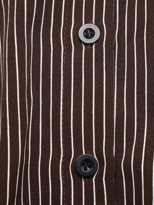 Striped Button-up Bodysuit in Brown, editorial view
