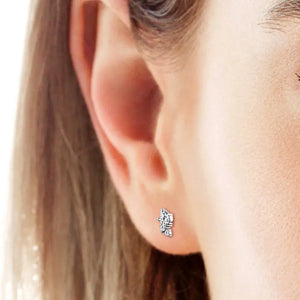 Silver diamond stud earrings with celestial cluster design