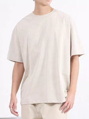 Men's relaxed fit t-shirt in Desert Color, cotton blend, with a crew neck and short sleeves.