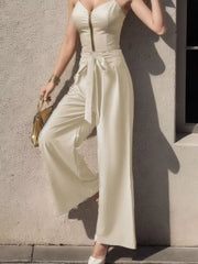 High-waisted Wide-leg Pants in Pink, front view