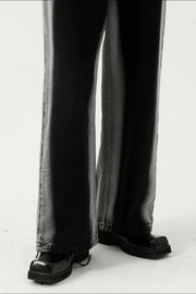 Dark faded side panel wide leg jeans with a relaxed fit.