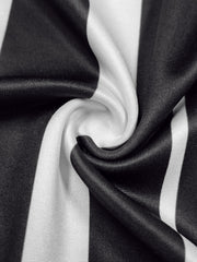 Plus size black and white striped maxi dress fabric detail