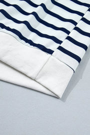 Striped Stand Neck Long Sleeve Sweatshirt in Stripe, fit detail