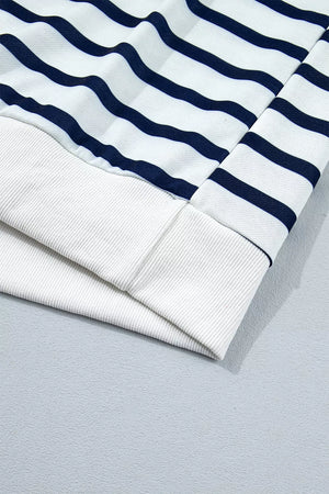 Striped Stand Neck Long Sleeve Sweatshirt in Stripe, fit detail