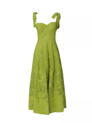 Sweetheart Neck Tie-strap Dress in White, front view