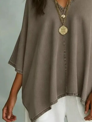 V-neck Batwing Sleeve T-shirt, side view