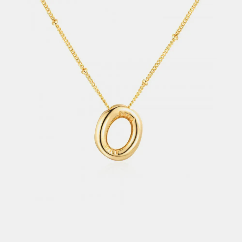 Gold initial pendant necklace with beaded chain