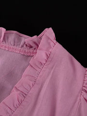 Frilled V-neck Tie-waist Maxi Dress