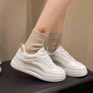 Classic Lace-up Platform Sneakers in Blue, side view