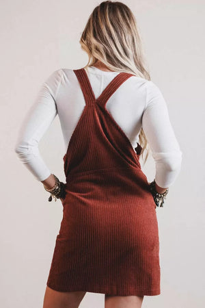 Ribbed Corduroy Zip-up Sleeveless Sheath Dress, side view