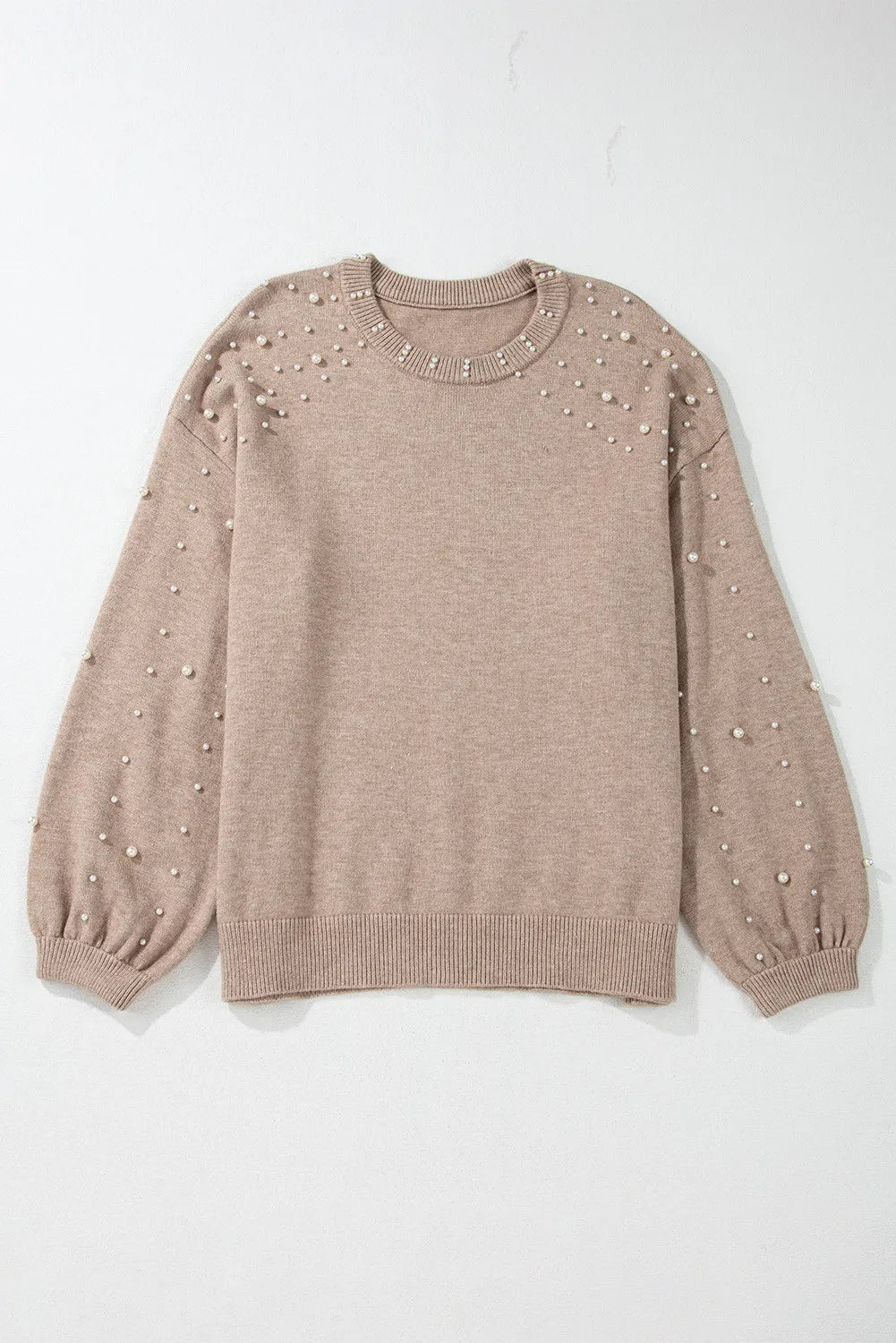 Dust Storm knit sweater with pearl embellishments and balloon sleeves