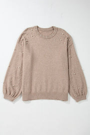 Dust Storm knit sweater with pearl embellishments and balloon sleeves