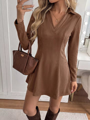 Suede-like Fit-and-flare Dress