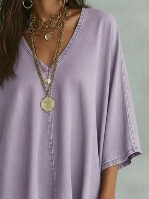 V-neck Batwing Sleeve T-shirt, fabric detail