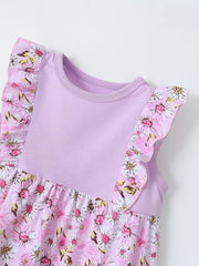Children's Floral Ruffle Sleeve Dress, close-up detail