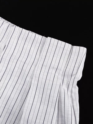 Pinstripe Cropped Blazer And Pleated Shorts Set in Light Gray, view 14