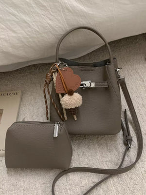 Lock Detail Crossbody Bag in Elephant Gray, alternate angle