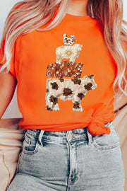 Farm Animal Appliqué Short Sleeve T-shirt