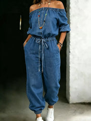 Chic Off-shoulder Pocketed Romper
