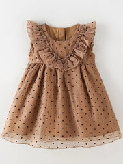 Children's Polka Dot Ruffle Dress, side view