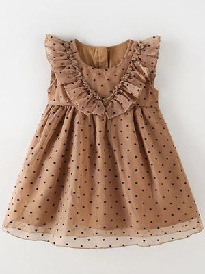 Children's Polka Dot Ruffle Dress, side view