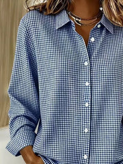 Plus Size Plaid Button Up Long Sleeve Shirt, side view