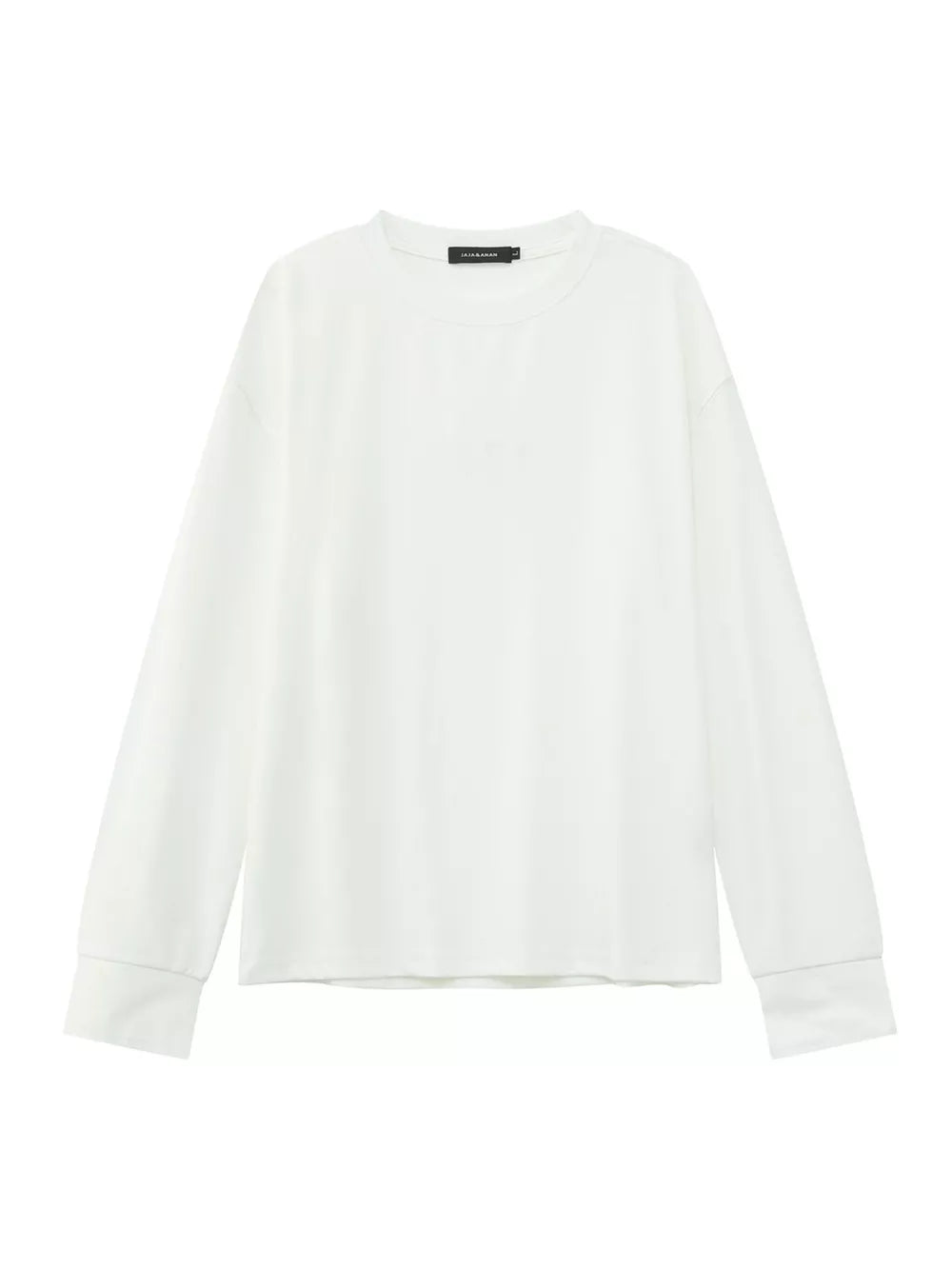 White relaxed fit long sleeve t-shirt in cotton with crew neck.